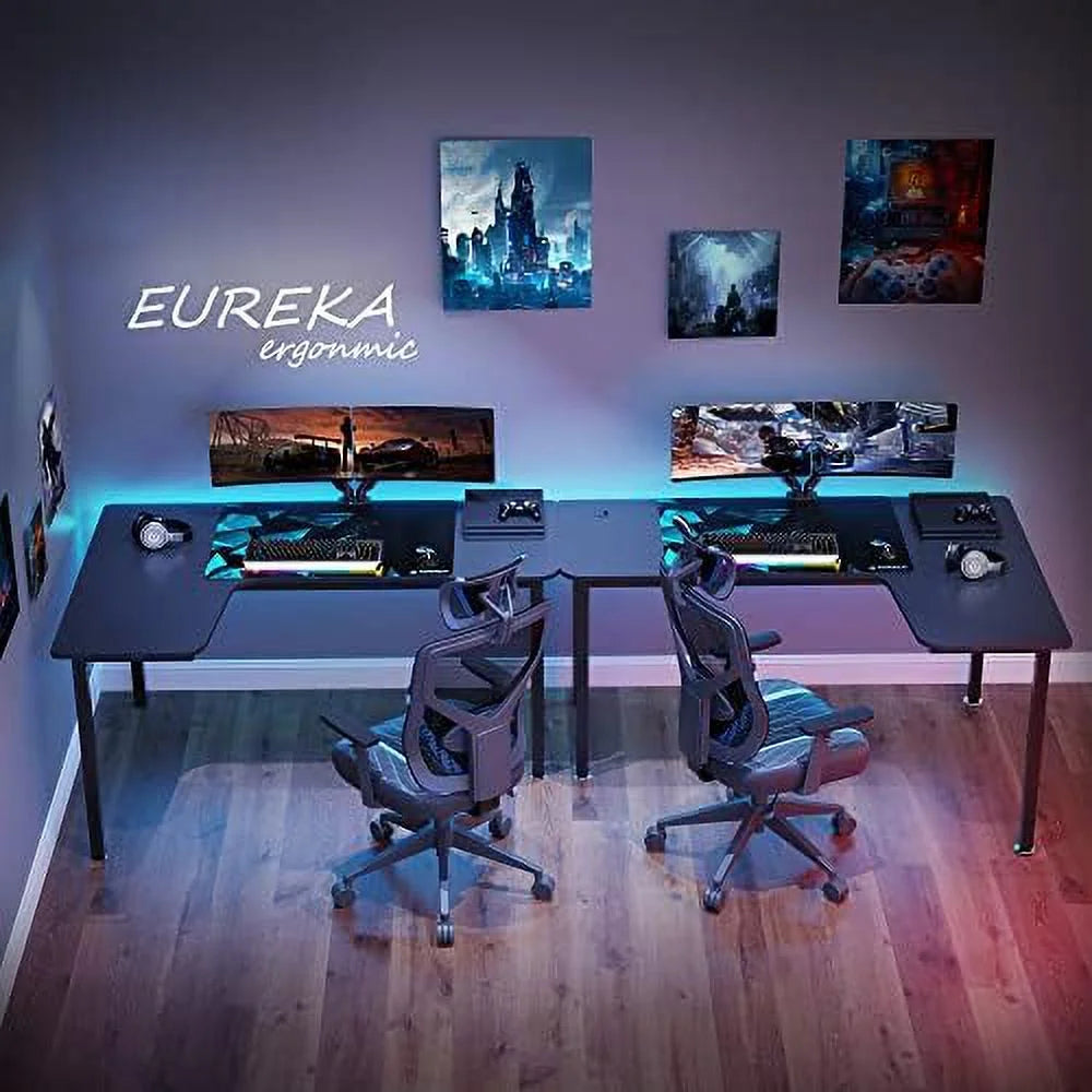 61 Inch L Shape Computer Corner Desk with Mouse Pad Brown K859920