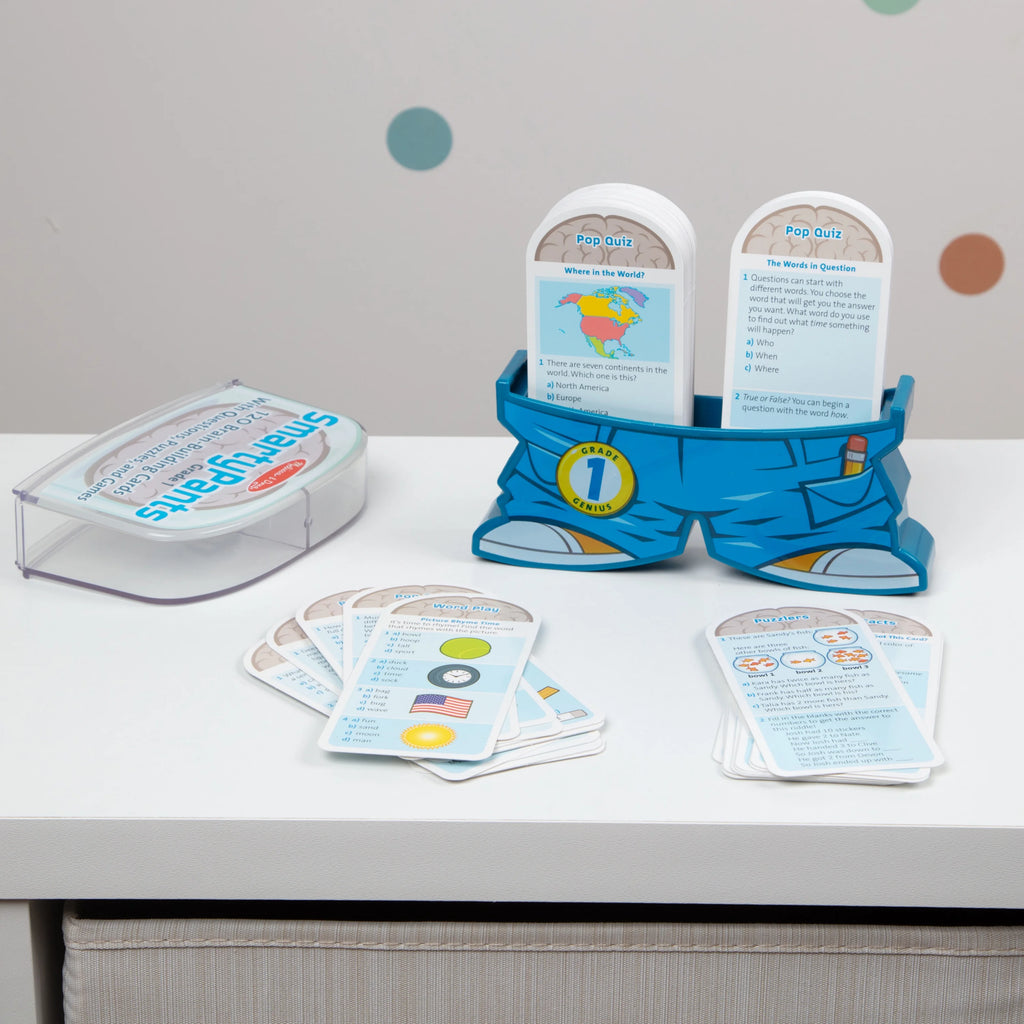 1st Grade Card Set with 120 Educational Questions, Puzzles, and Games Y3358