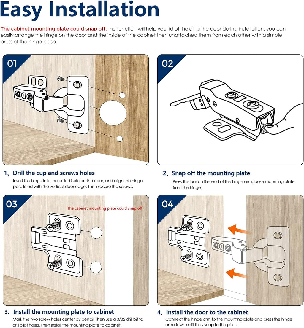 50 Pack 25 Pairs Soft Close Full Overlay Cabinet Door Hinges G878823