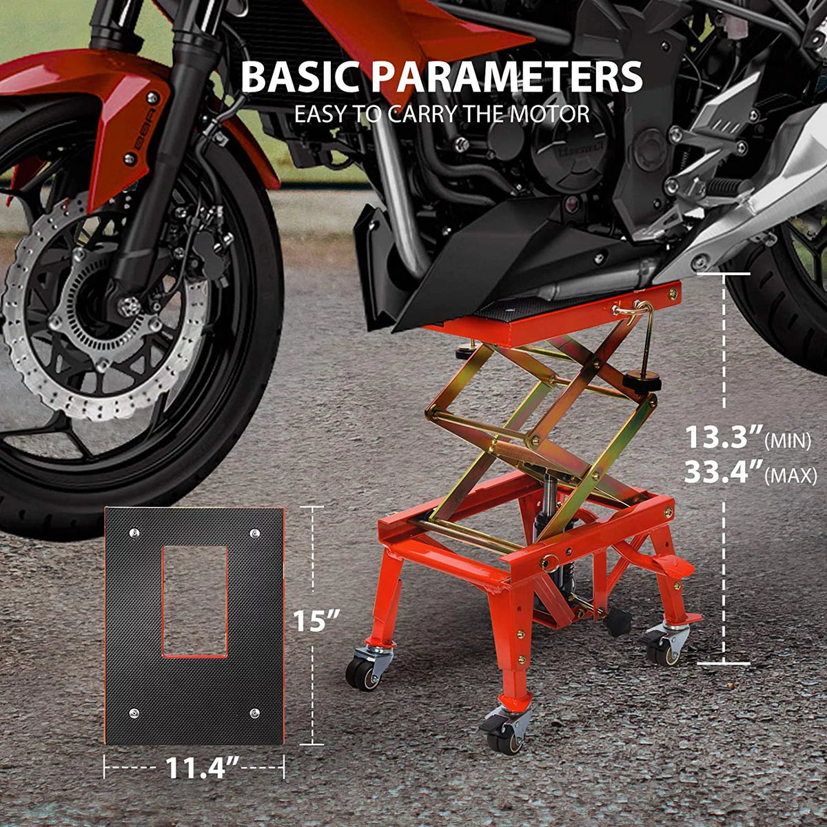 Heavy Duty Hydraulic Motorcycle Lift Table with 4 Wheels O671303