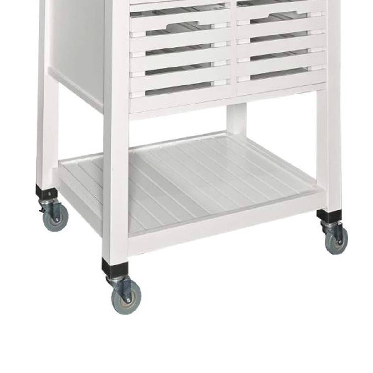 White 4 Drawer Wooden Kitchen Cart with Caster Wheels F2093