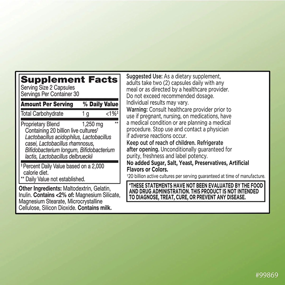 Probiotic Digestive & Immune Support Capsules, 60 Count R108598