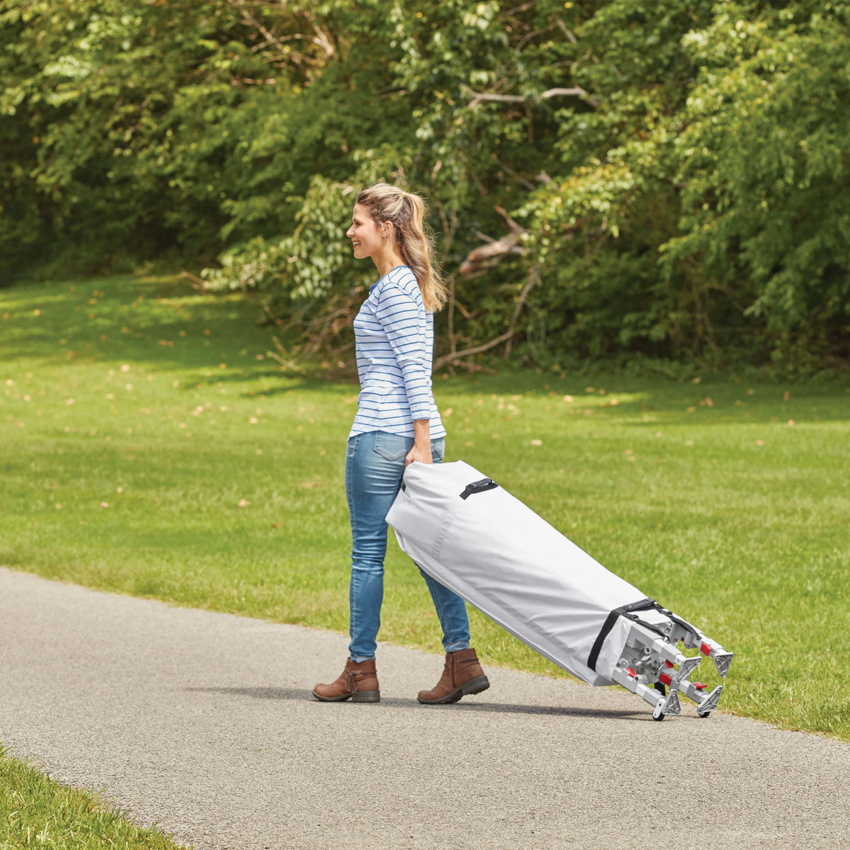 White 10' x 10' Straight Leg Canopy with Sidewalls J4864