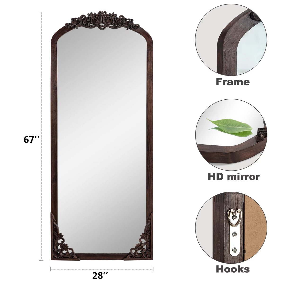Arch Mirror Full-Length Mirror 71"x31" Natural X40716