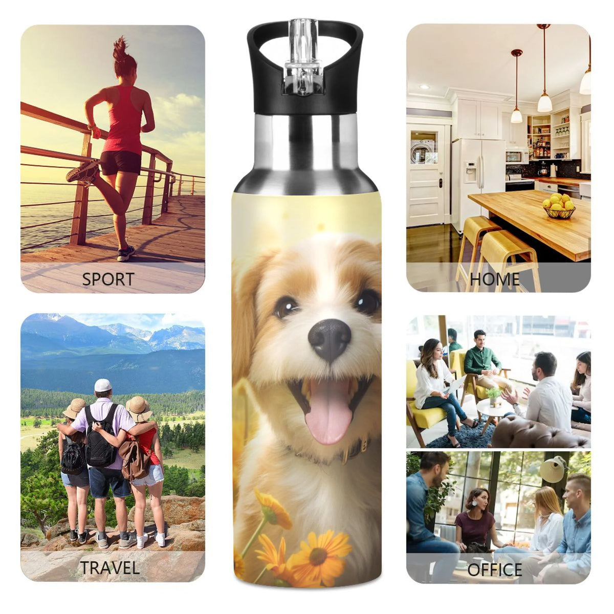 20 oz Insulated Stainless Steel Water Bottle with Straw Lid O4098