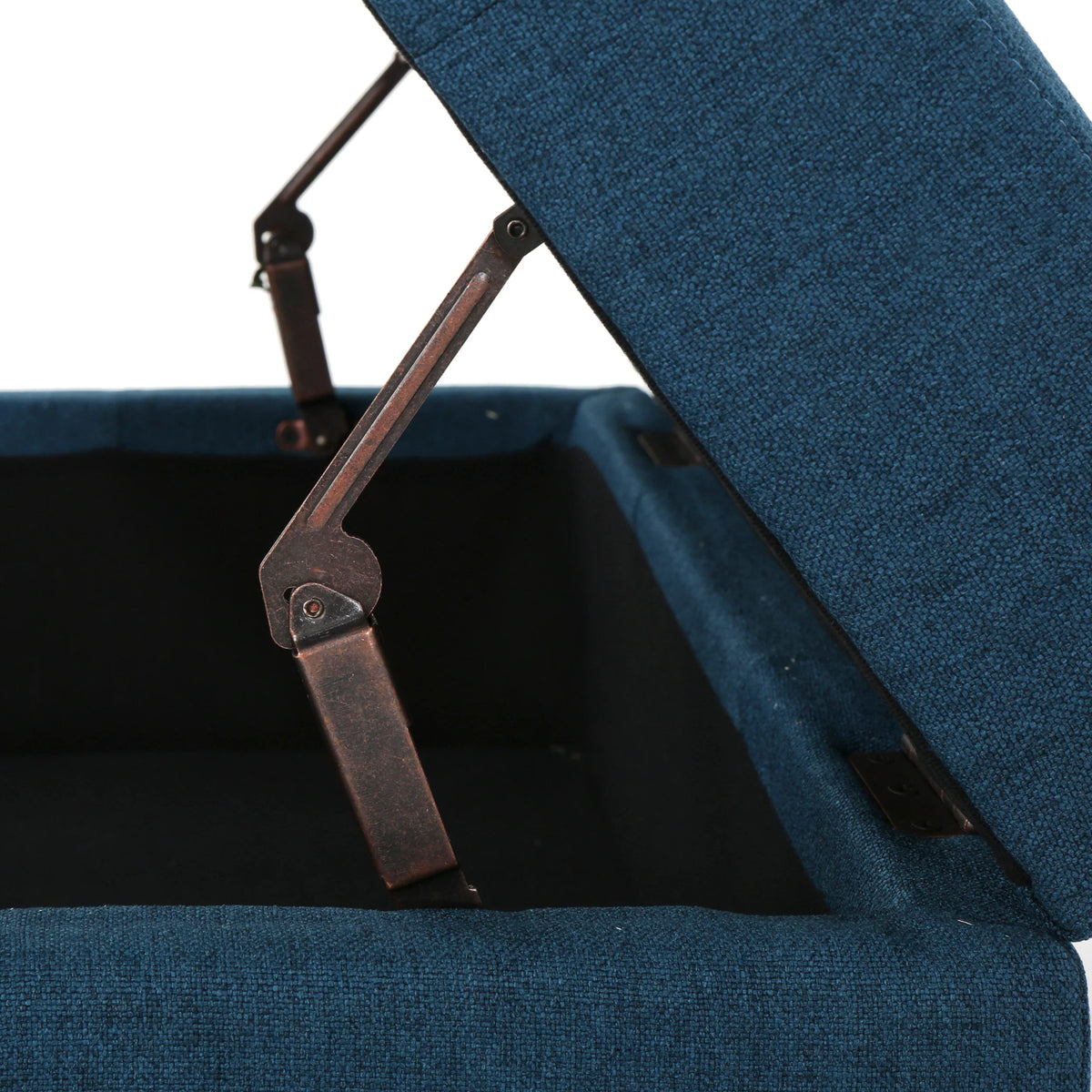 Navy Blue Tufted Fabric Storage Ottoman with Rolling Casters V89161