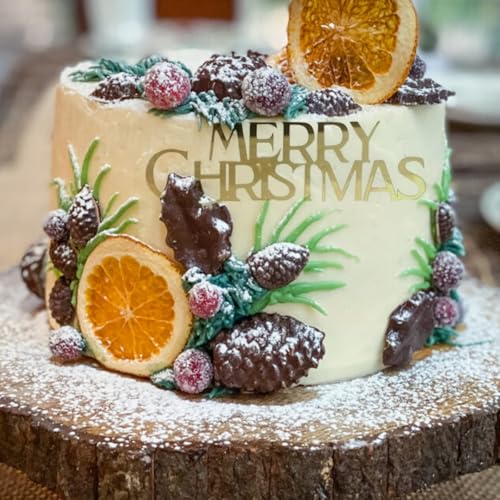 10 Pcs Mirror Gold Merry Christmas Cake Toppers N5106