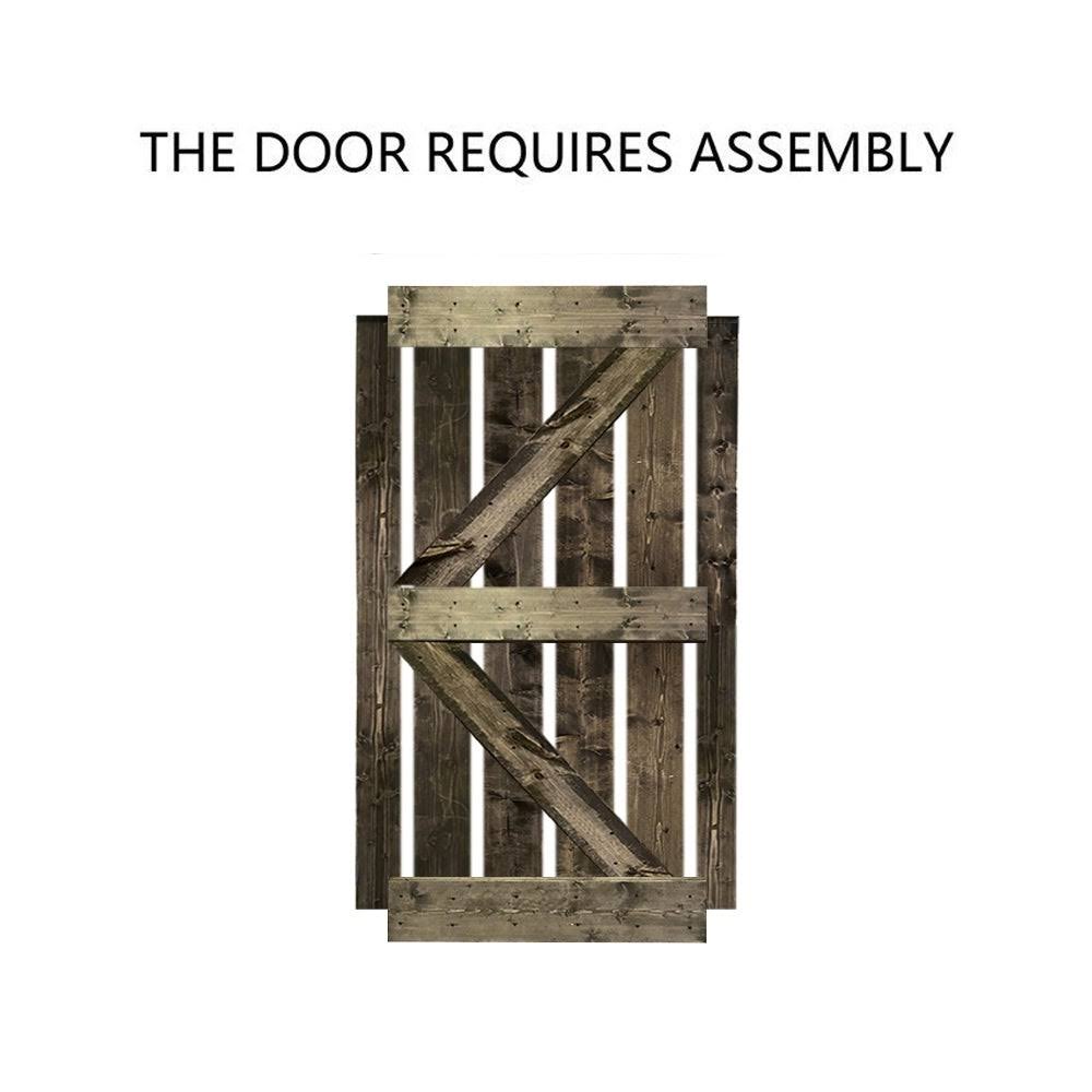 Sage Green Stained Wood Sliding Barn Door with Hardware Kit M3704