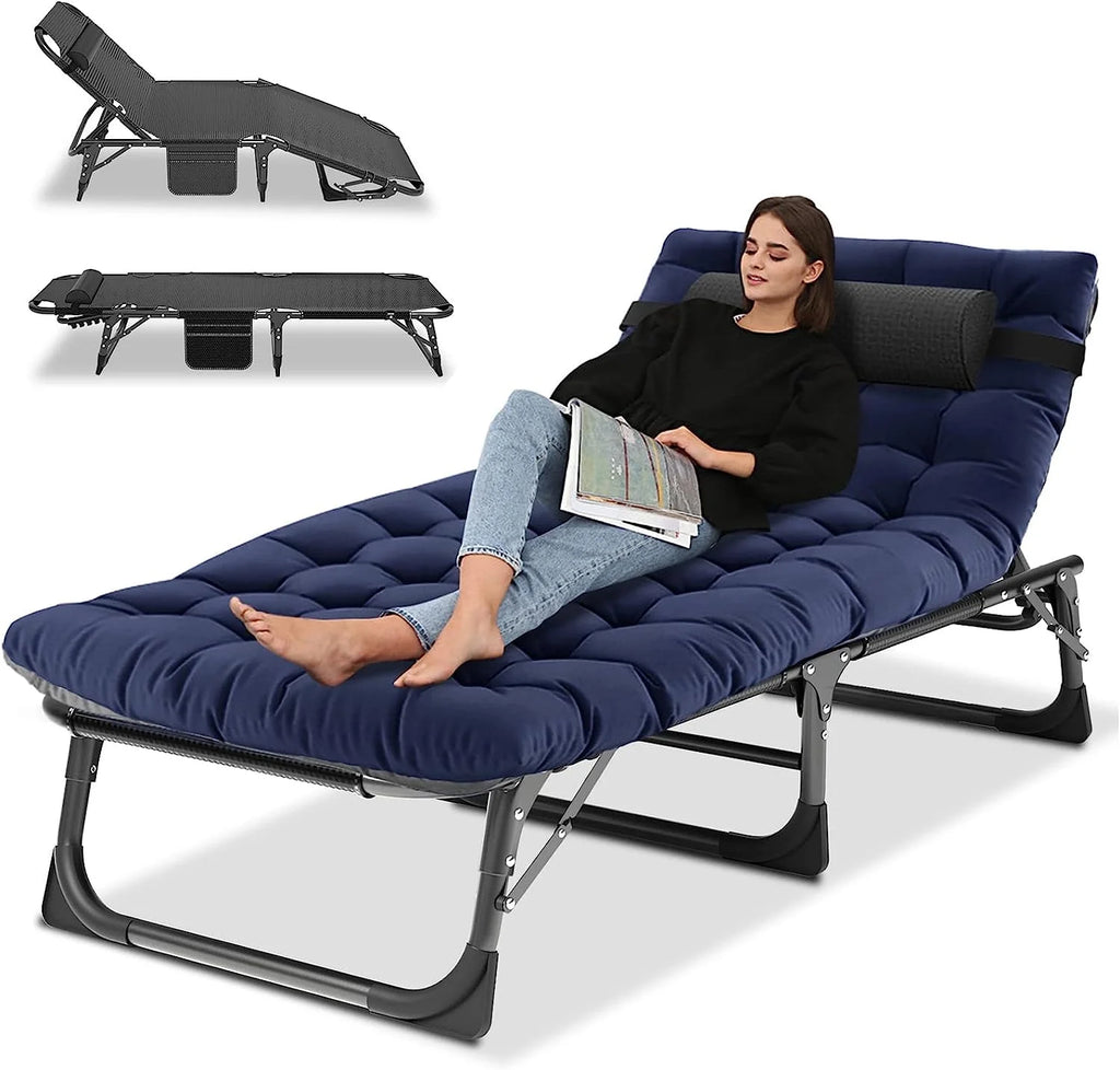 Folding Camping Cot with Cushion & Pillow H46537
