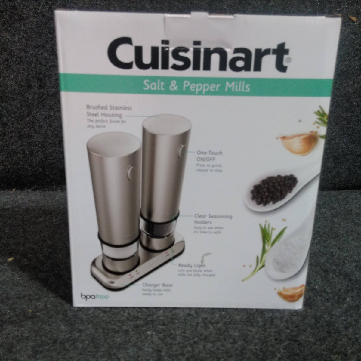 Brushed Stainless Steel Electric Salt & Pepper Mill Set N5571
