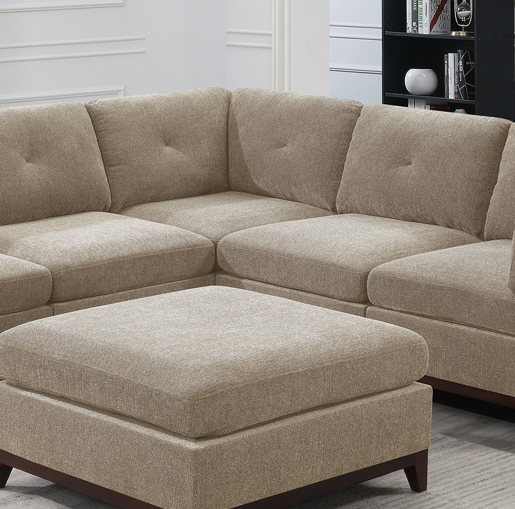 Chenille Camel L-Sectional Sofa Set 6pcs B434