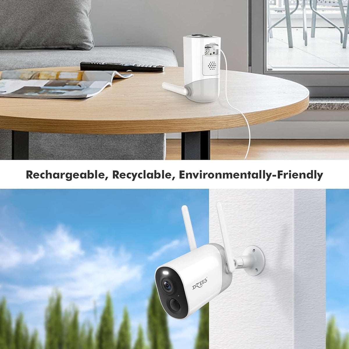 Wireless Outdoor Security Cameras with Spotlight & Siren, 1080P Battery Powered, AI Motion Detection, 2-Way Audio, Color Night Vision, IP66 Weatherproof Y614595