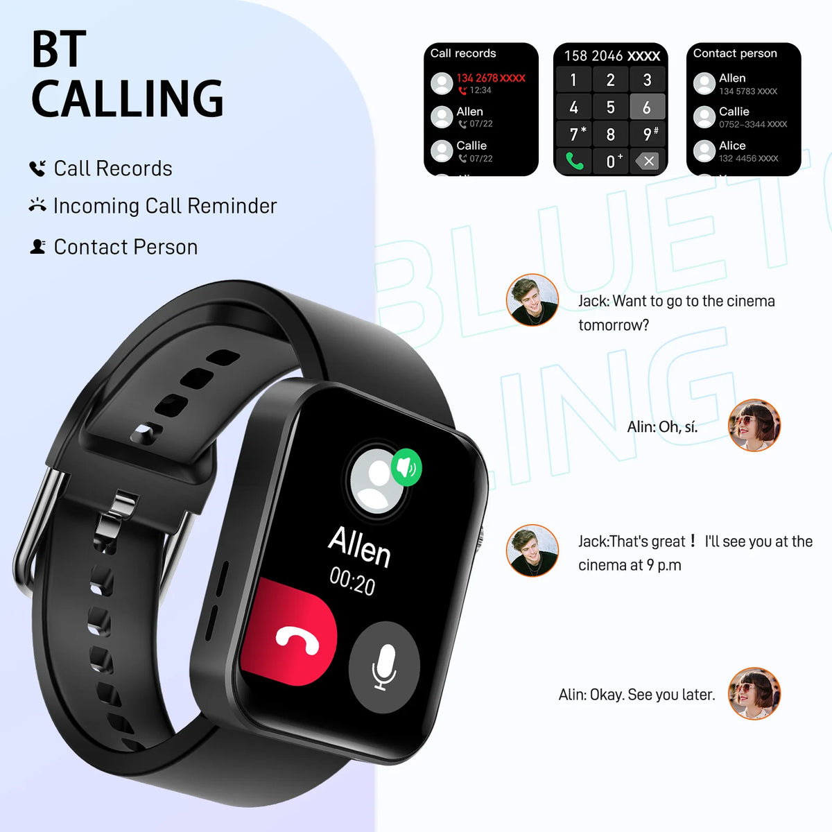 Smart Watch with LED Flashlight and Fitness Tracker U725313