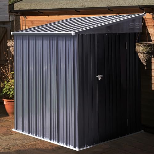 4x6 FT Metal Outdoor Storage Shed with Lockable Door, Grey G11666