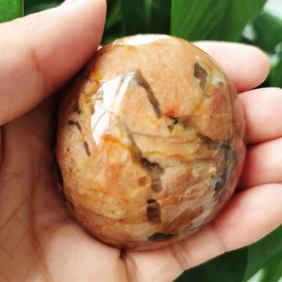 Natural Yellow Tiger Skin Moonstone Palmstone Healing Crystal D533224