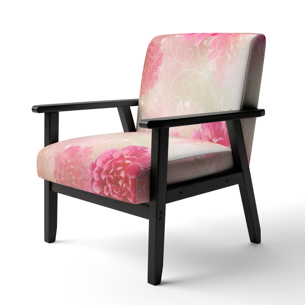 Pink Flowers Abstract Modern Art Upholstered Accent Chair and Arm Chair S846