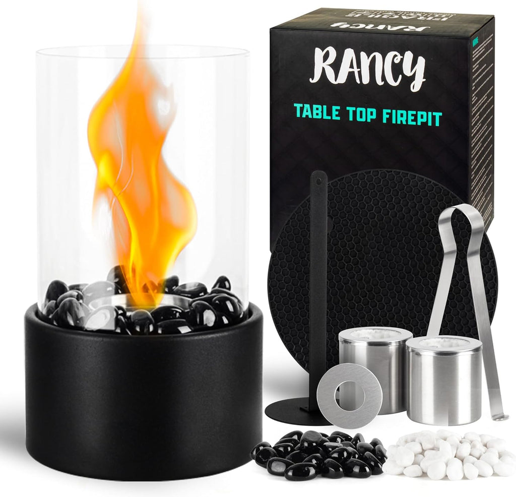 Black and White Stone Design Tabletop Fire Pit U585