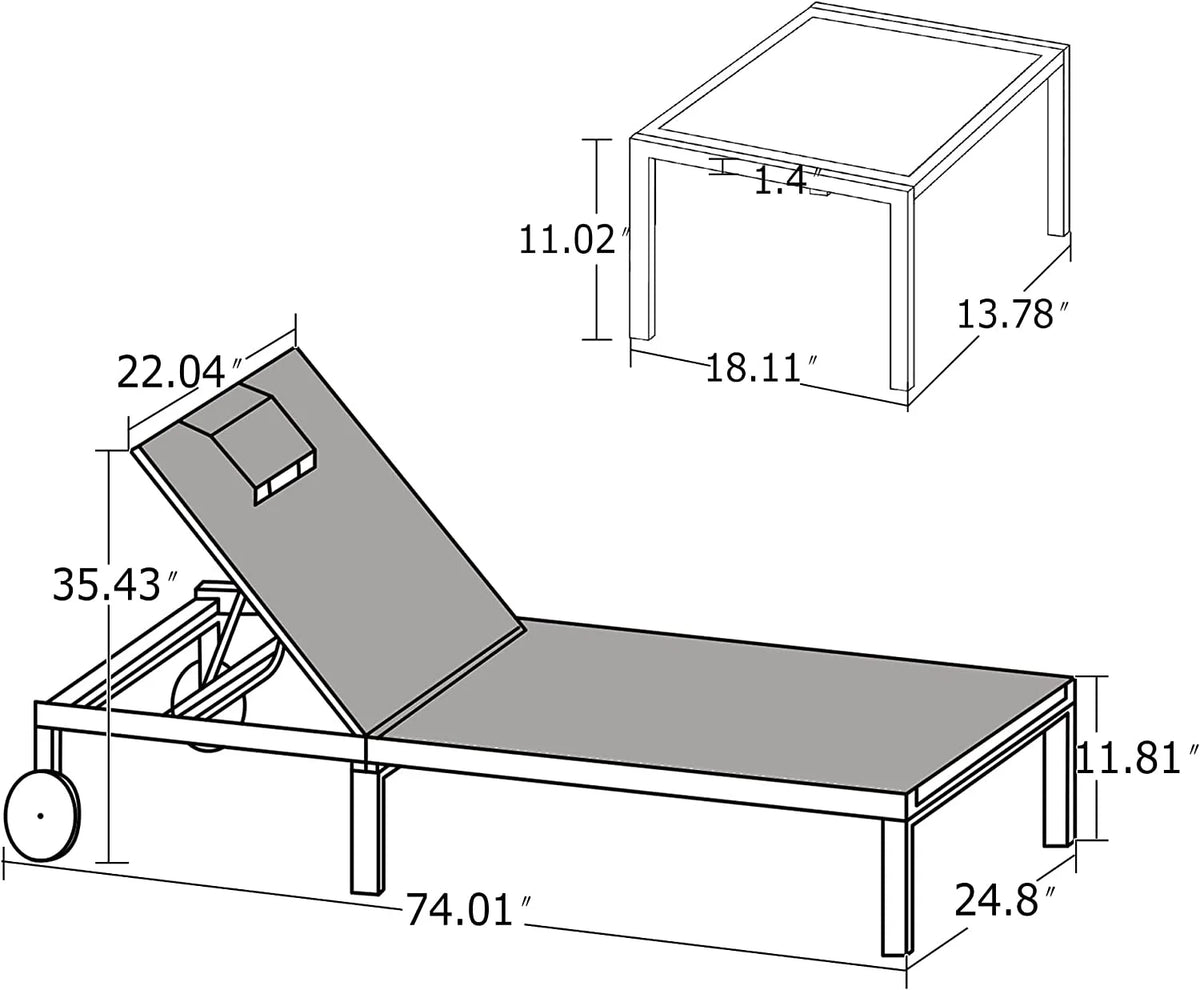 Adjustable Reclining Lounge Chair Set with Face Hole K9154