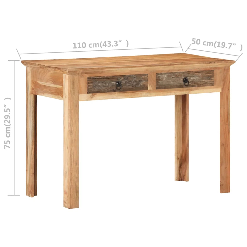 Reclaimed Wood Writing Desk with 2 Storage Drawers E338