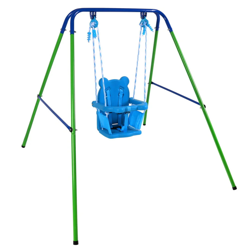 Folding Metal Toddler Swing Set with Safety Seat C4203