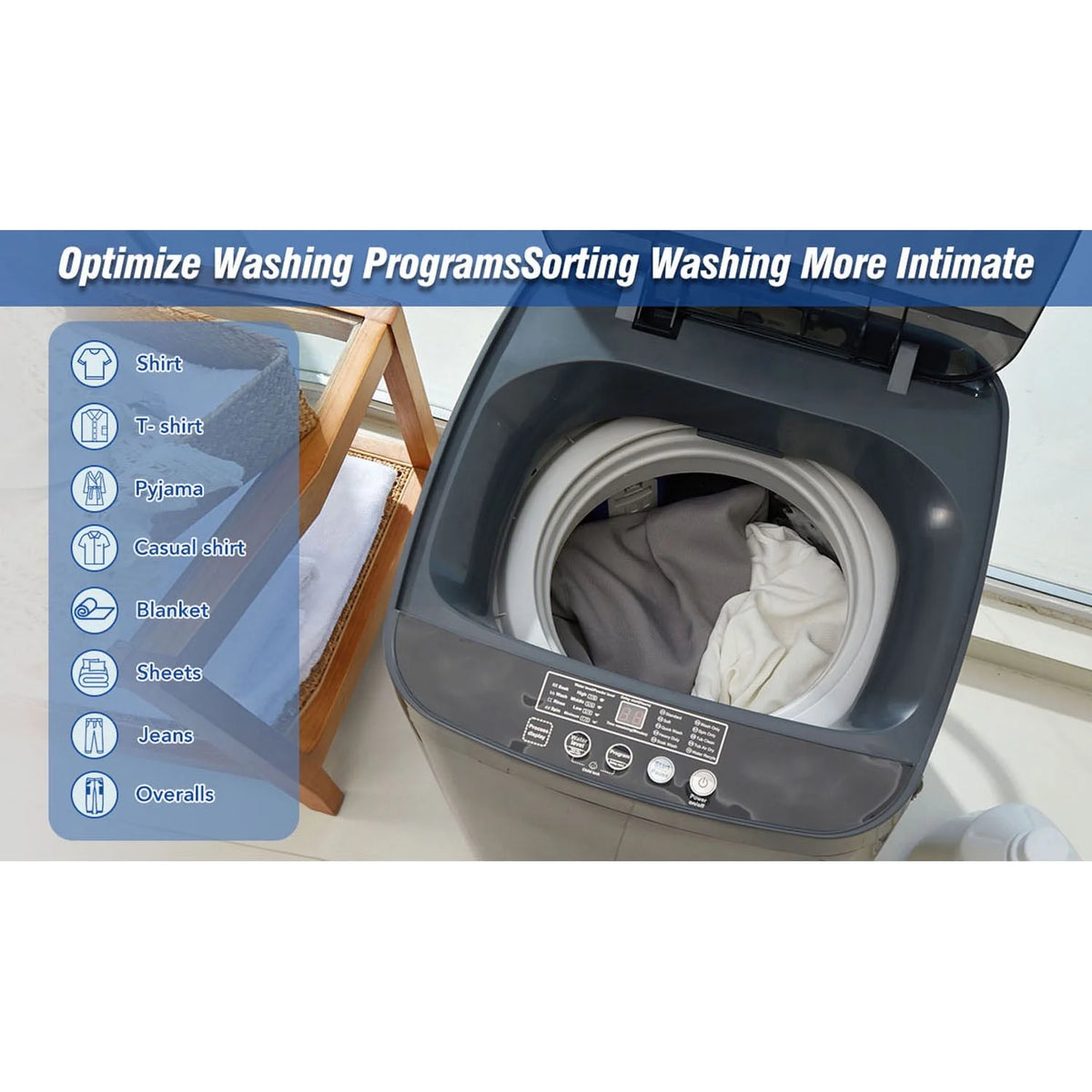 Portable Automatic Washing Machine 8 Water Levels 10 Programs W5645