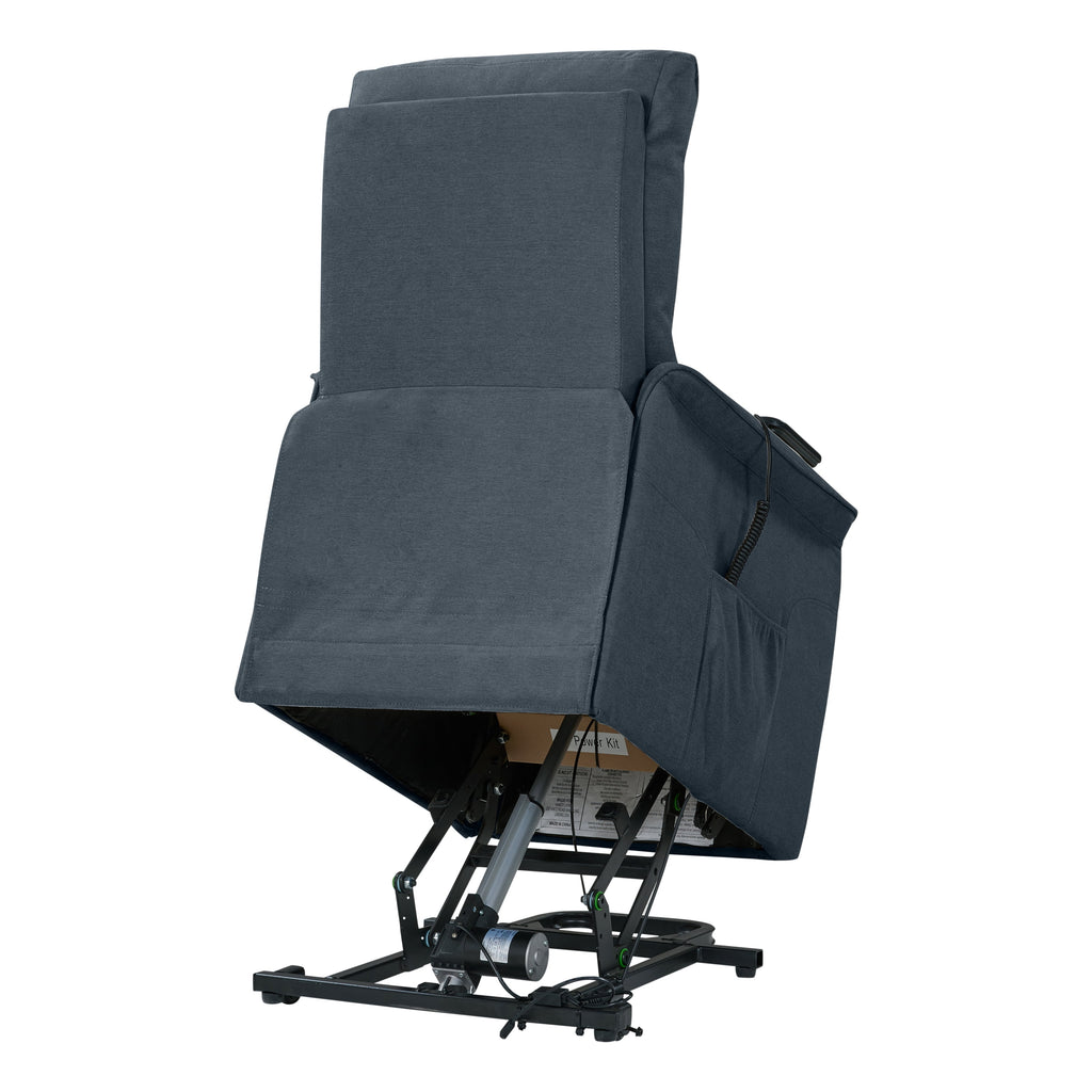 Blue Velour Power Recline and Lift Chair D4697