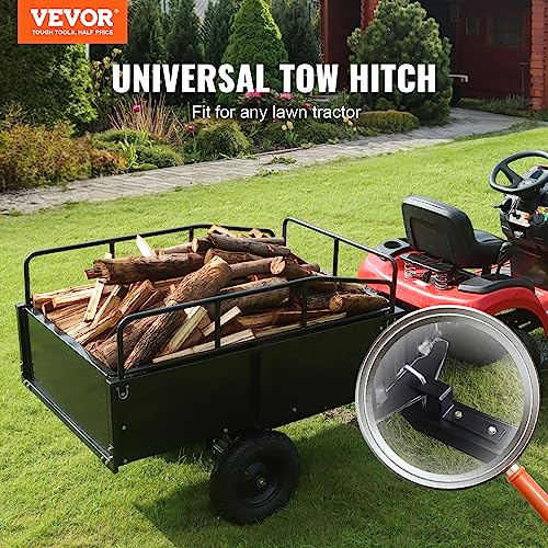 Heavy Duty Steel ATV Dump Cart, 750 lbs, 15 Cubic Feet Garden Utility with Removable Sides Z82487