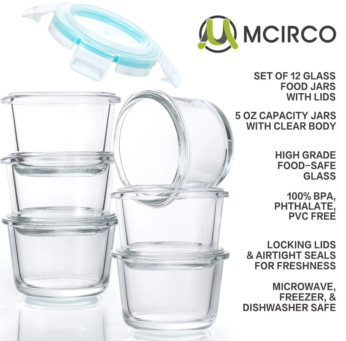 12-Pack 5 Oz Glass Baby Food Storage Containers with Lids Z112389