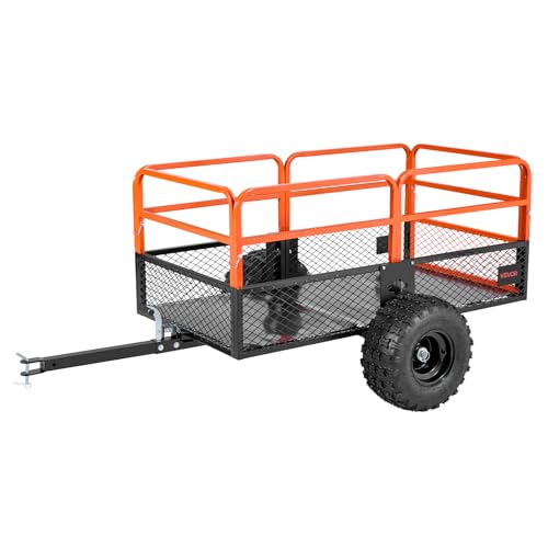 Heavy Duty Steel ATV Dump Cart, 750 lbs, 15 Cubic Feet Garden Utility with Removable Sides Z82487