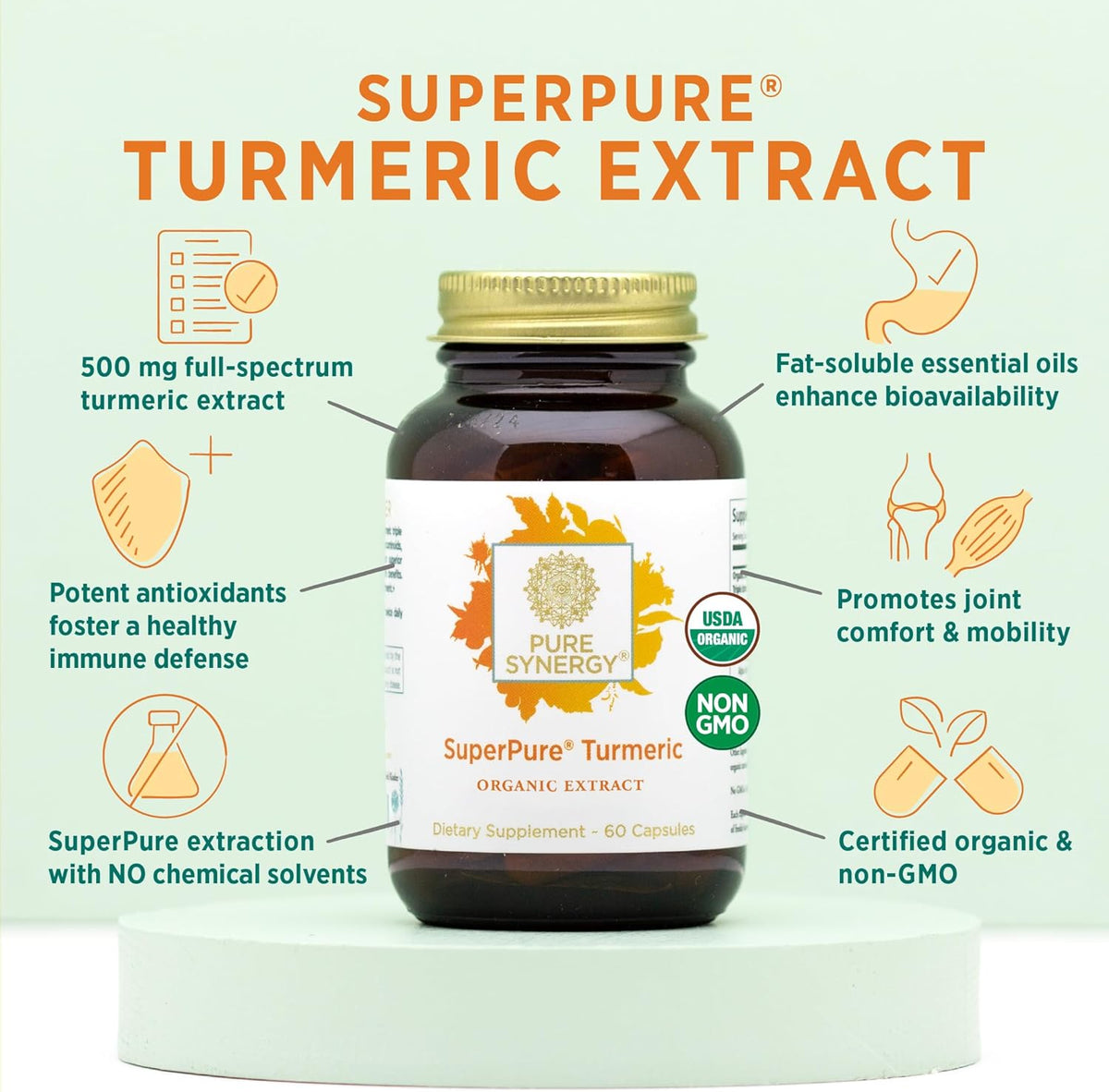 Organic Turmeric Curcumin Supplement 500 mg Capsules (60 Capsules) T91599
