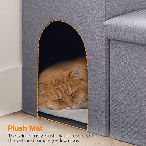 Gray 3 Steps Dog Stairs with Storage K725