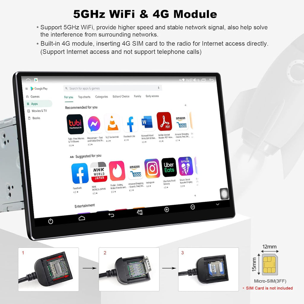 11.6 Inch Double Din Car Stereo with 1920x1080 Screen I492