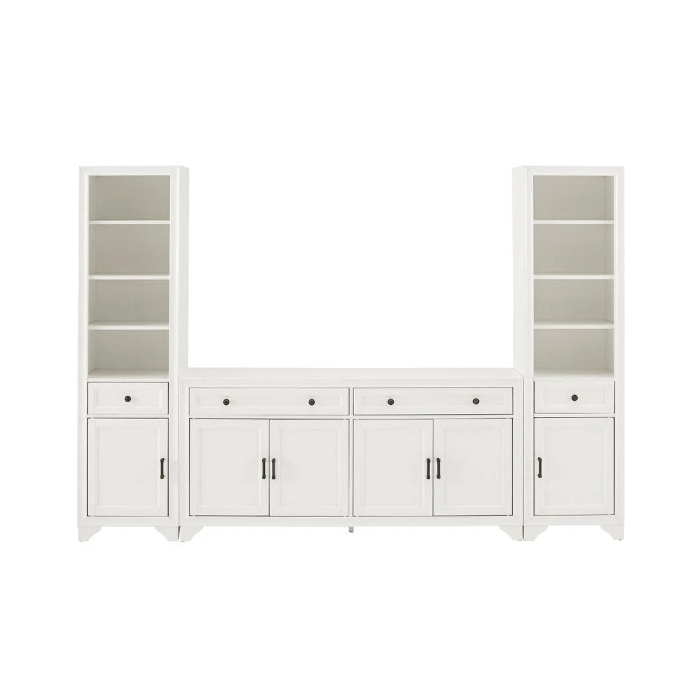 White 3PC Entertainment Center and Bookcases N7050