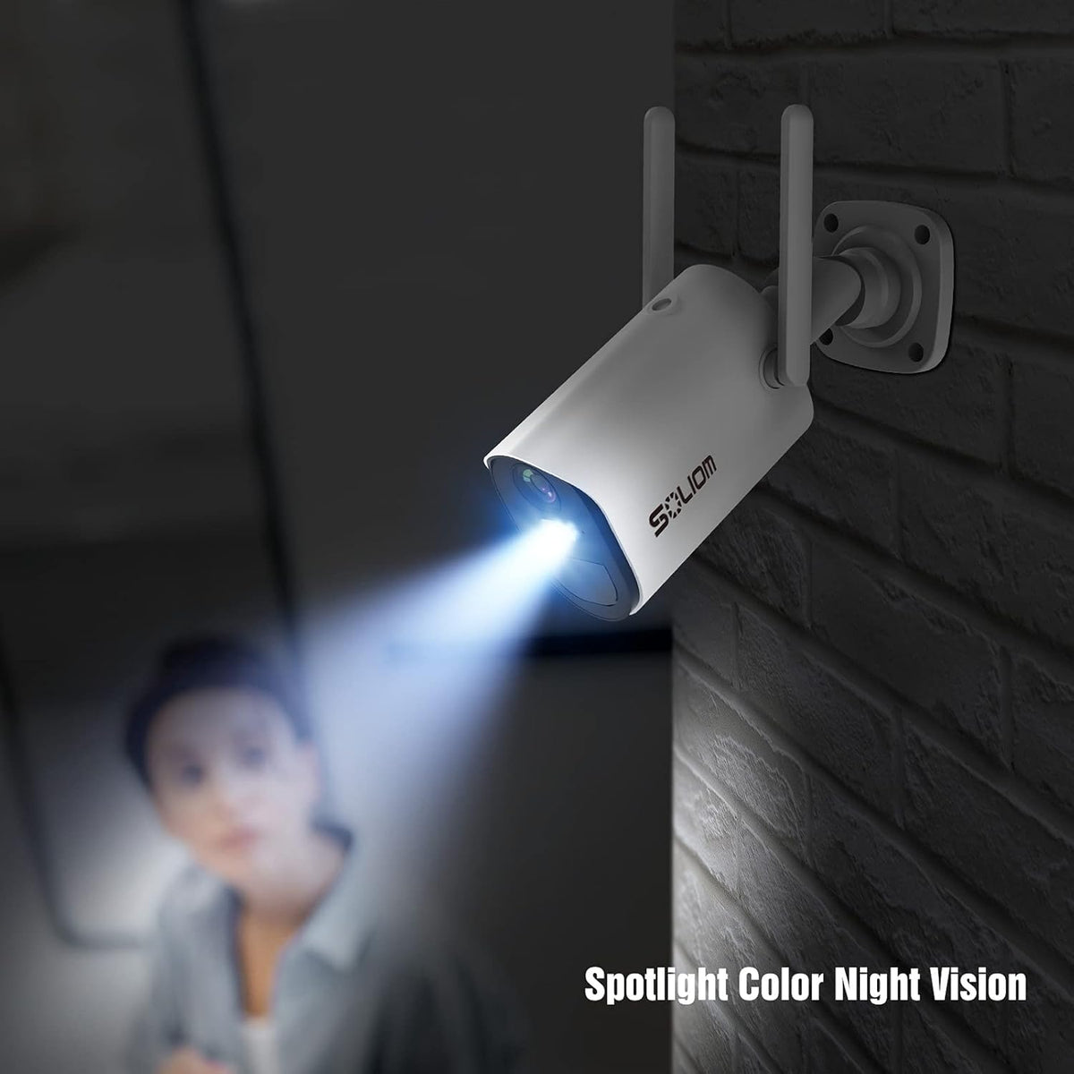 Solar Security Camera Outdoor Wireless Battery Powered 1080p with Spotlight Color Night Vision Two-Way Talk Siren Alarm Motion Detection P419212