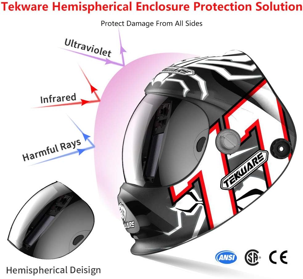 Solar Powered Auto Darkening Welding Helmet with 4 Arc Sensor C370