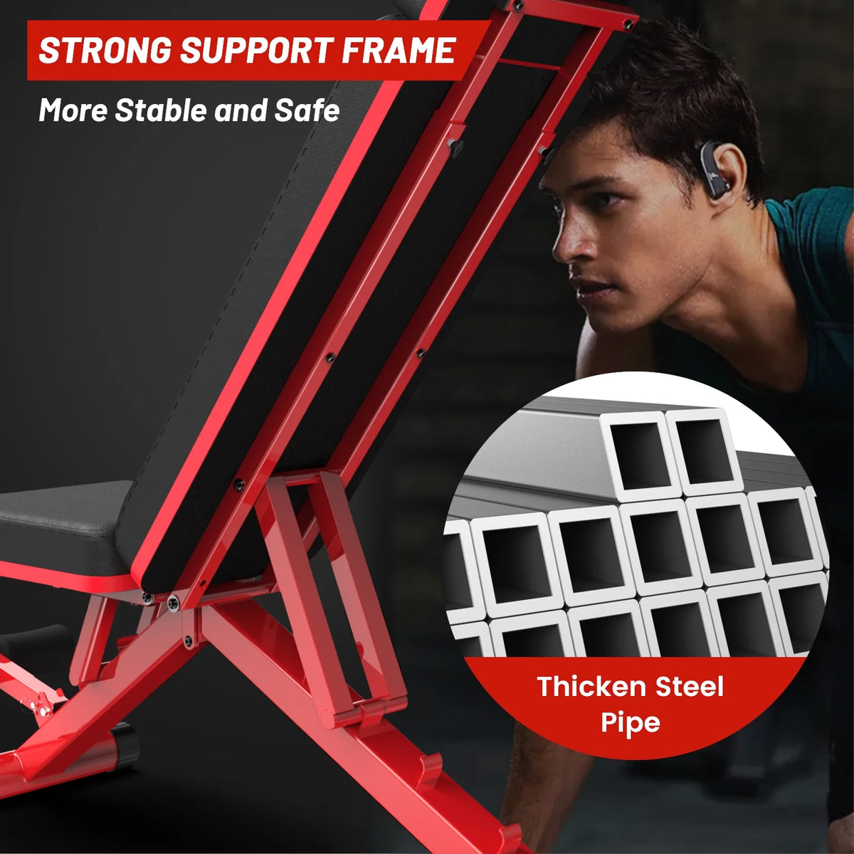 Adjustable Weight Bench with Extended Backrest 660 lbs Capacity V942