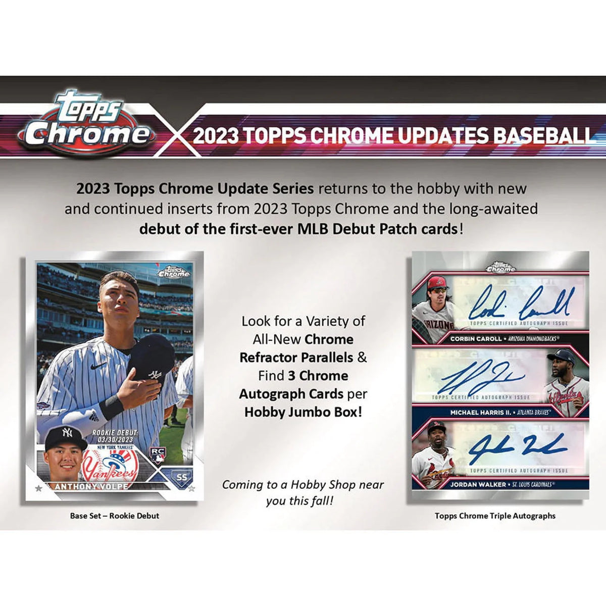 2023 Chrome Update Series Baseball Trading Card Hobby Jumbo Box W754907