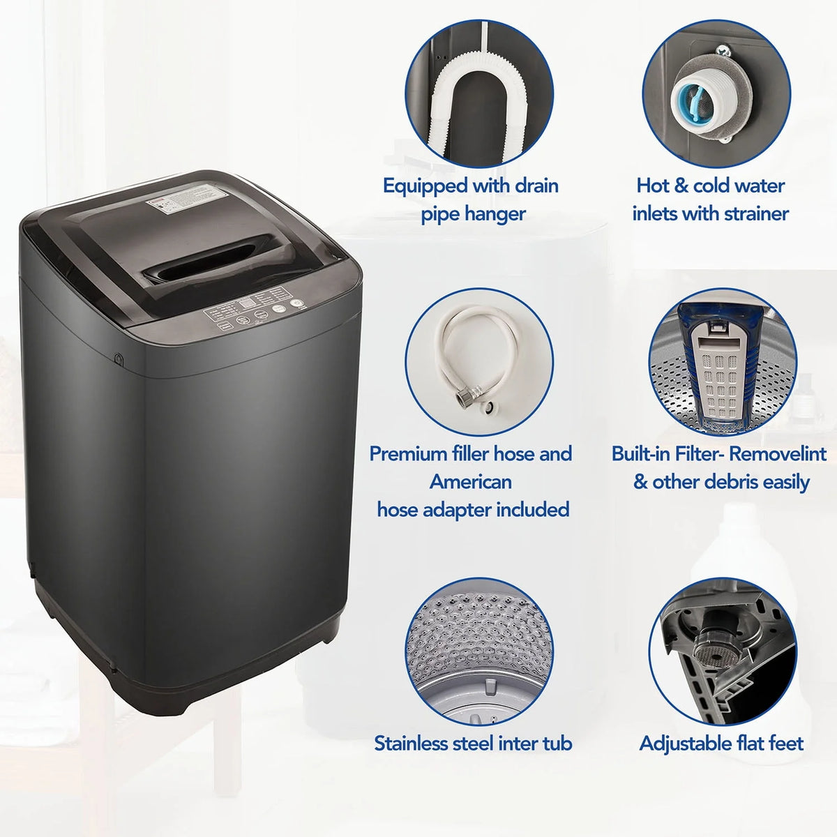 Portable Automatic Washing Machine 8 Water Levels 10 Programs W5645