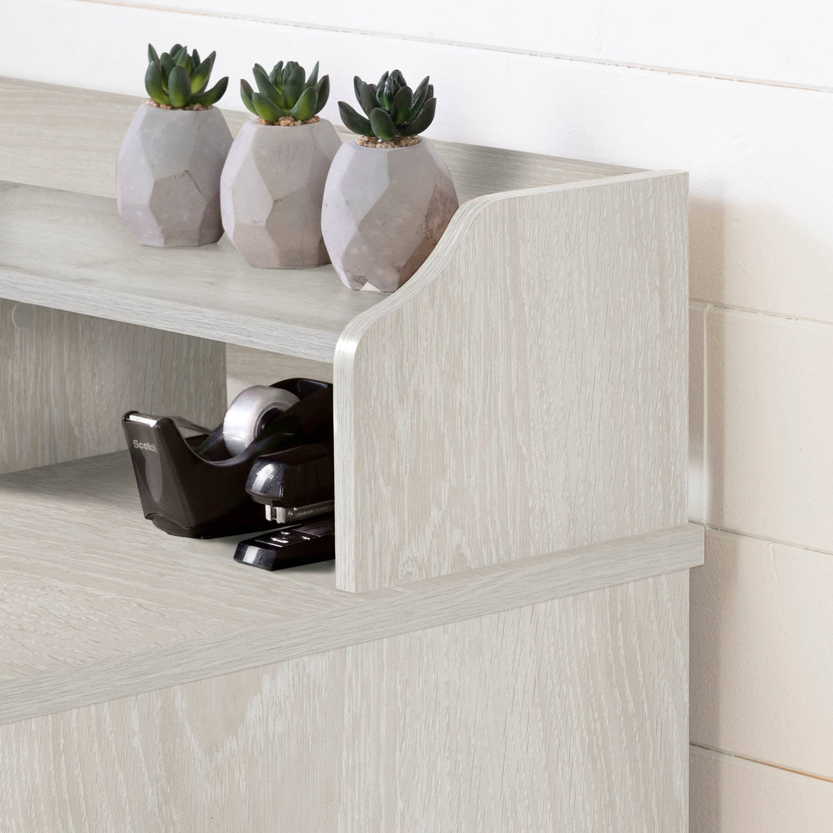Winter Oak Computer Desk with Hutch L85064