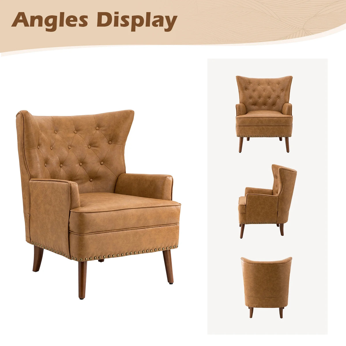 Faux Leather Upholstered Accent Chair with Solid Wood Legs O560