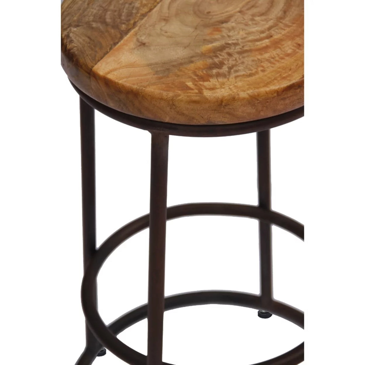 24 Inch Mango Wood Iron Base Barstool Z353