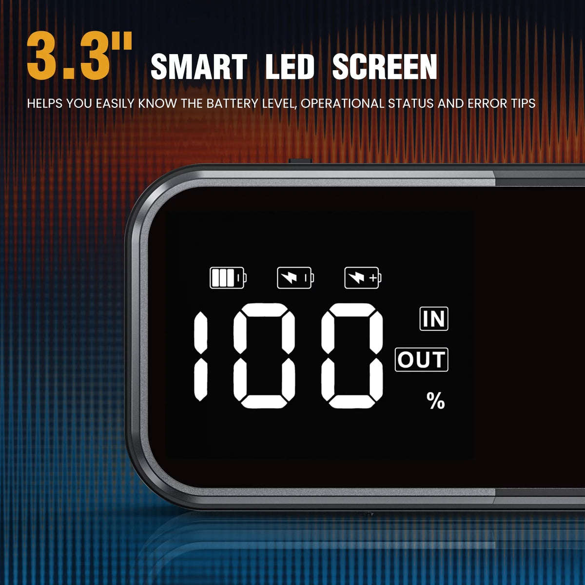 5000A 12V Portable Lithium Jump Starter with 3.3 Display and LED Light W327