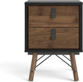 Black Matte 2 Drawer Nightstand K393468