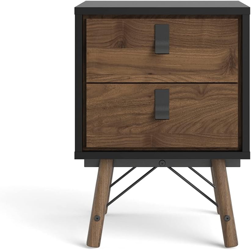 Black Matte 2 Drawer Nightstand K393468