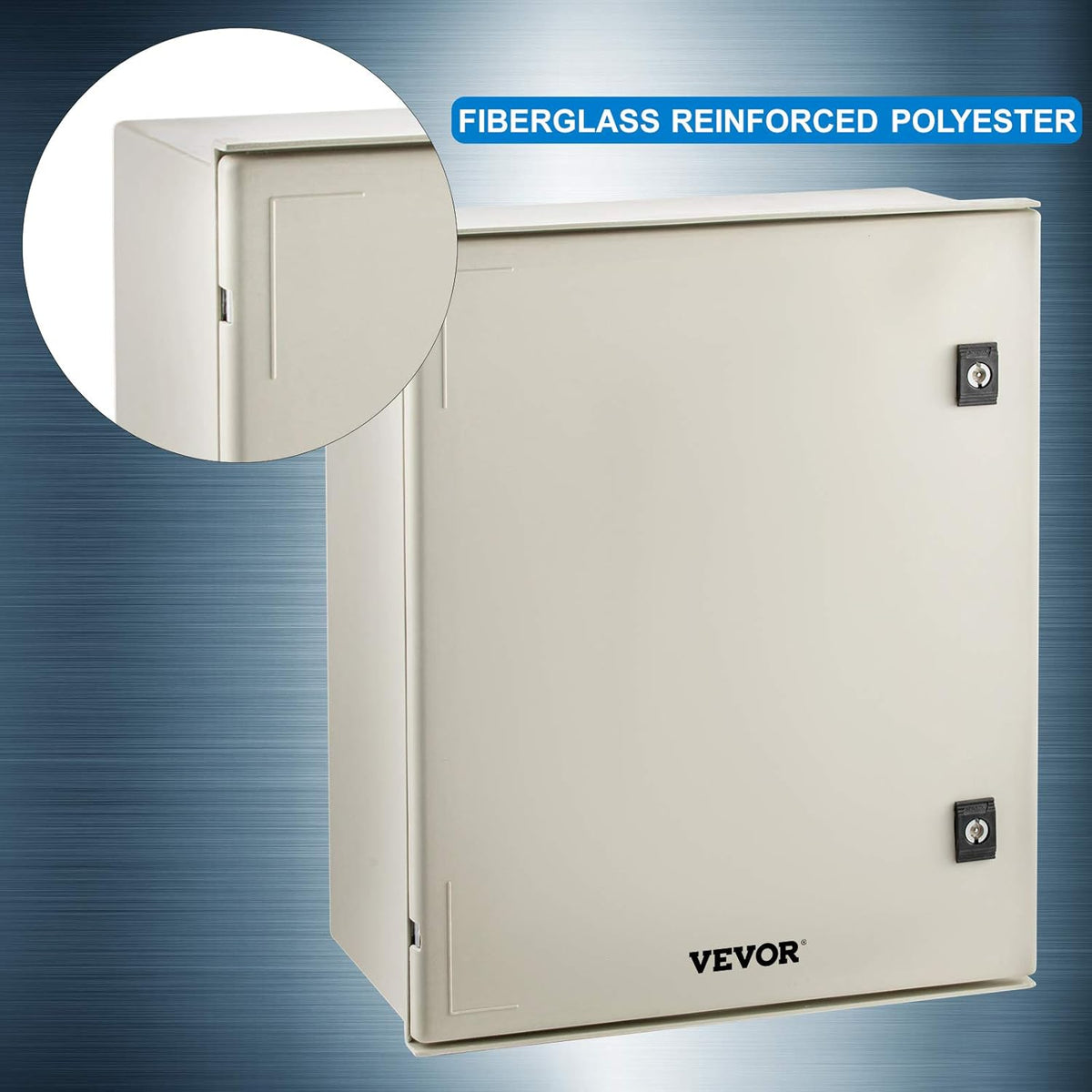 NEMA 4X Fiberglass Steel Electrical Box, 20 x 16 x 8 inches, IP66 Waterproof Hinged Junction Box P9685