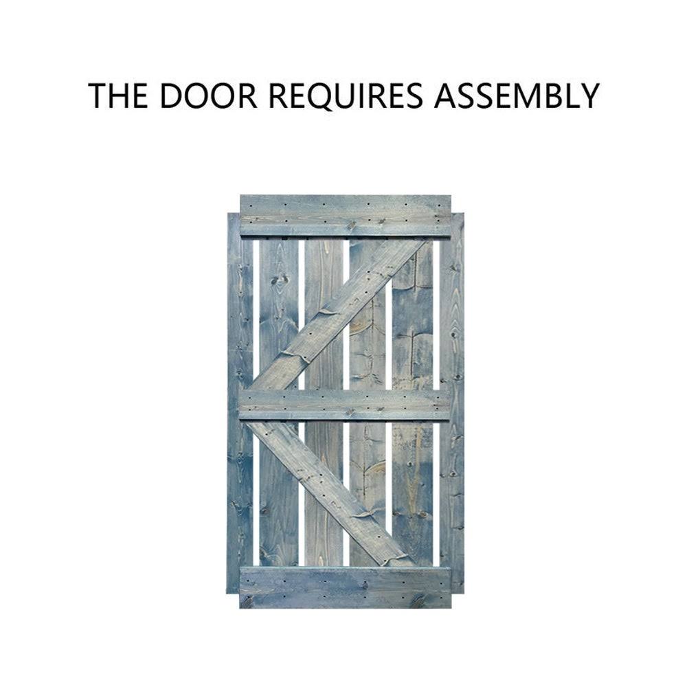 Sage Green Stained Wood Sliding Barn Door with Hardware Kit M3704