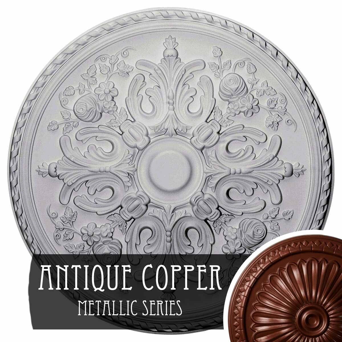 32 5/8x22OD x 2x22P Hand-Painted Bronze Blue Patina Ceiling Medallion C852