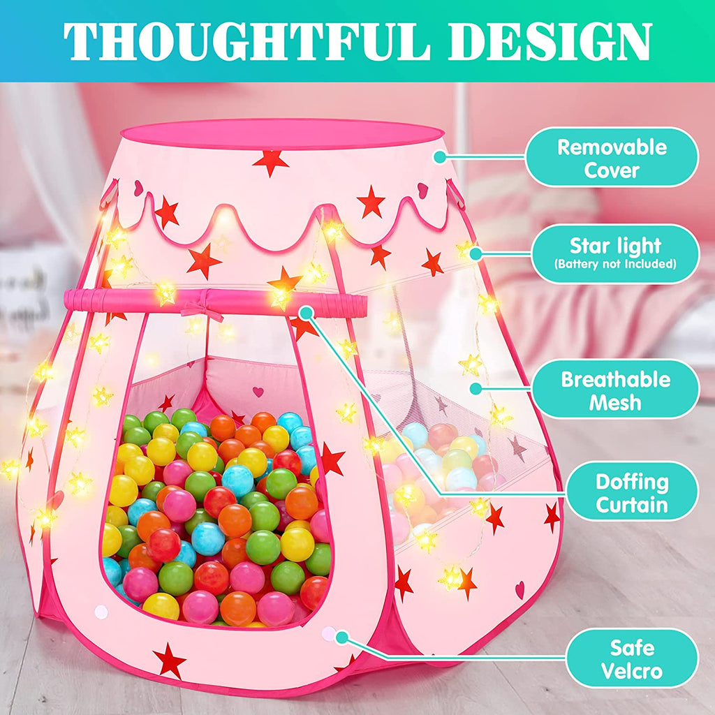 Princess Pop Up Tent with Star Lights and Portable Bag P209752