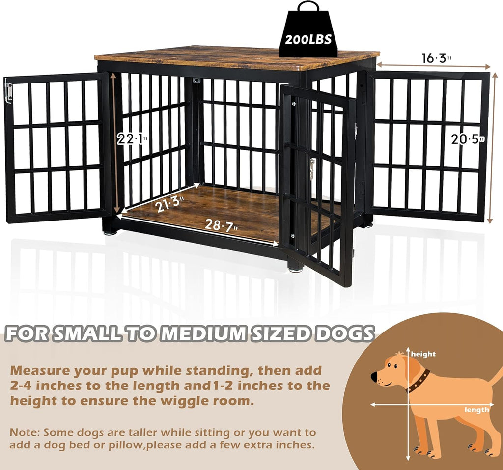 32'' Wood Dog Crate Furniture with Double Doors X8425