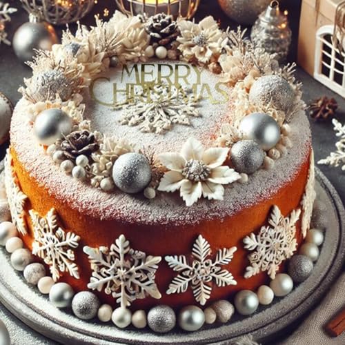 10 Pcs Mirror Gold Merry Christmas Cake Toppers N5106